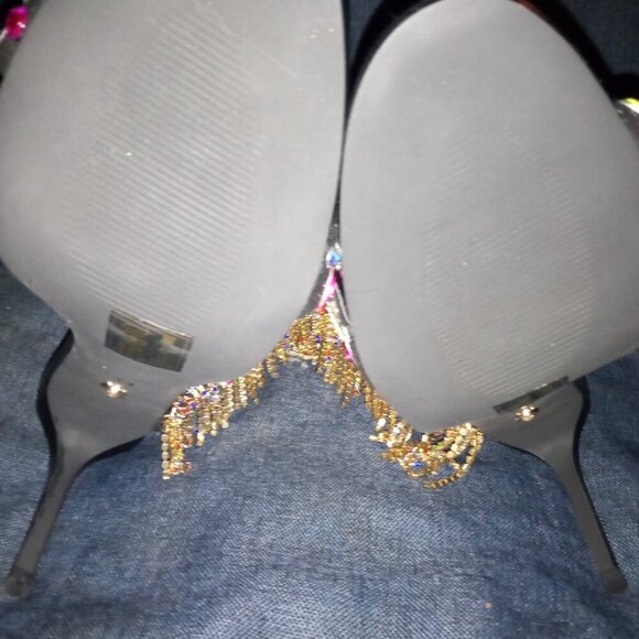 AZALEA WANG " CASCADED GEMS " EMBELLISHED SANDAL IN MULTI (BRAND NEW!!!!!!!!!!!! - Picture 5 of 7